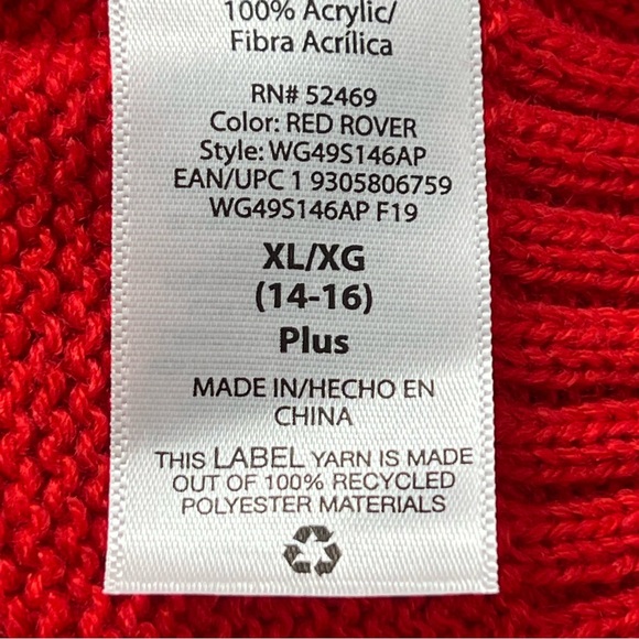 Wonder Nation Holiday Sweater Dress w/ Gold Sequin Detailing, Red Size XL(14-16) - Picture 4 of 6